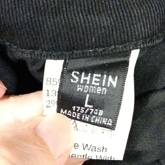 Shein black distressed front raw hem jeans stretchy sz Large EUC cotton blend - Picture 8 of 12